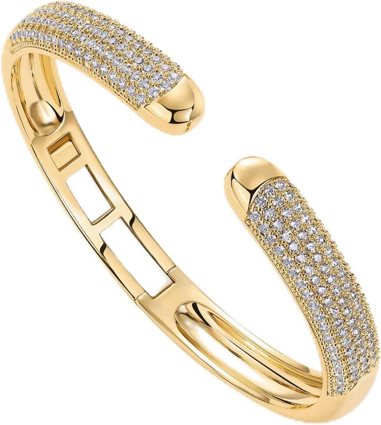 14K Gold Plated Cuff Bracelets | CZ Cuff Gold Bracelets for Women with Premium P