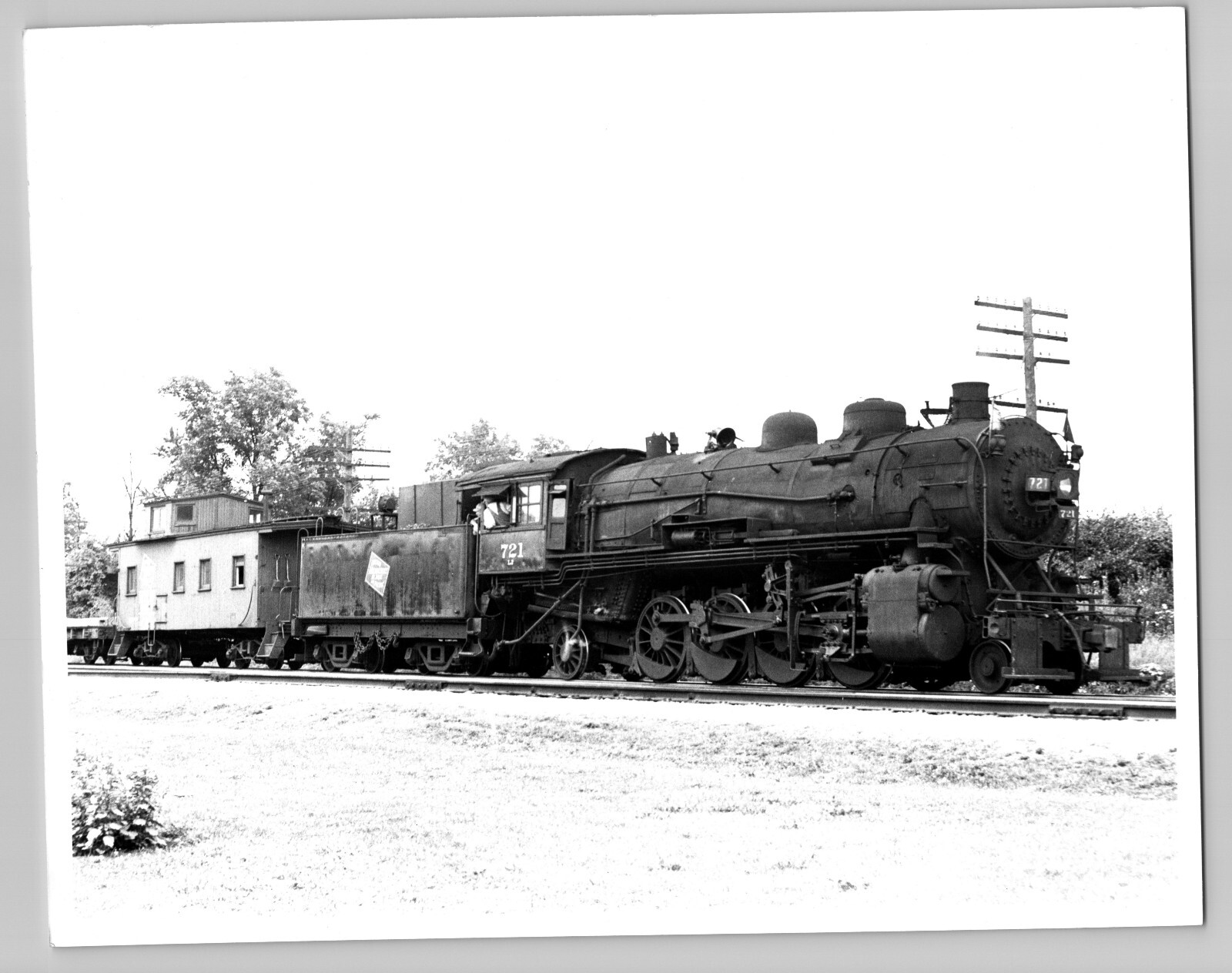 RAILROAD TRAIN 721 8 X 10 B & W PHOTOGRAPH