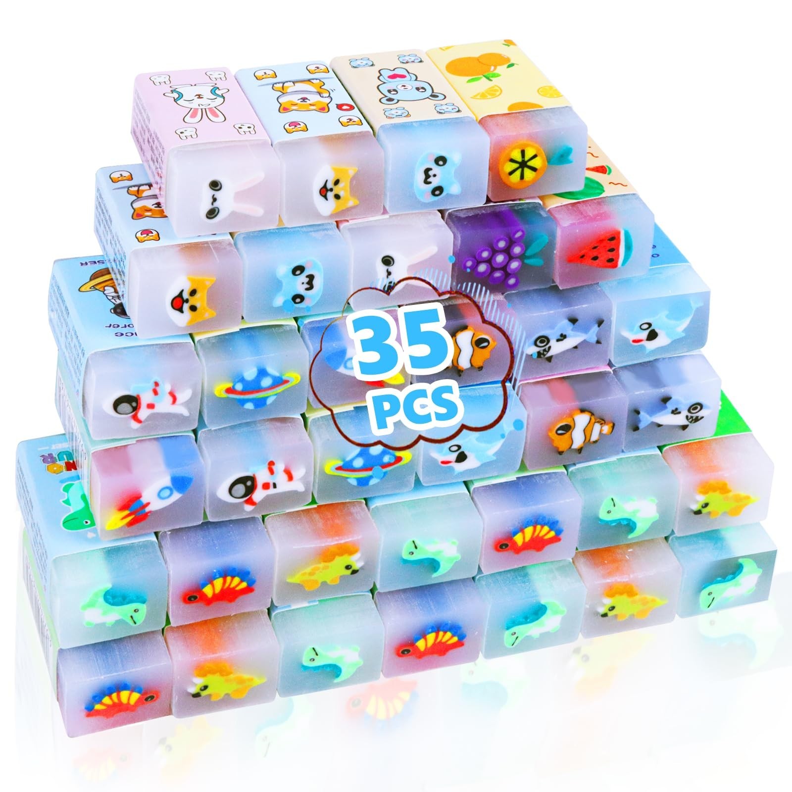 35 Pcs Pencil Erasers Bulk, Back to School Supplies for Kids, Office & School...