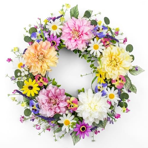  22 Inch Spring Wreaths for Front Door Colorful Spring Wreath Artificial 