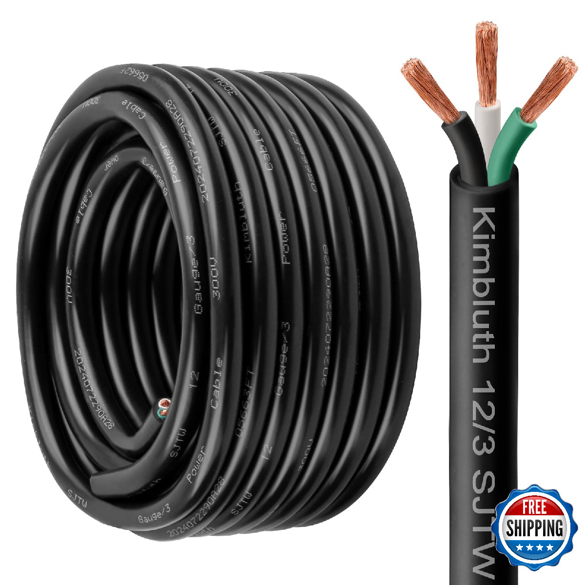 Kimbluth 12 Gauge 3 Conductor SJTW Outdoor Extension Power Cable 30FT