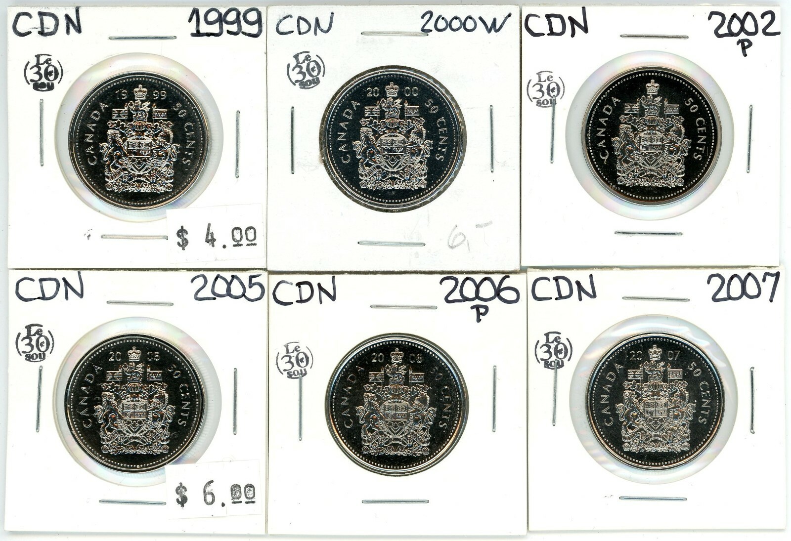 1999 to 2007 Canada 50 Cents Unc from Sets #12975