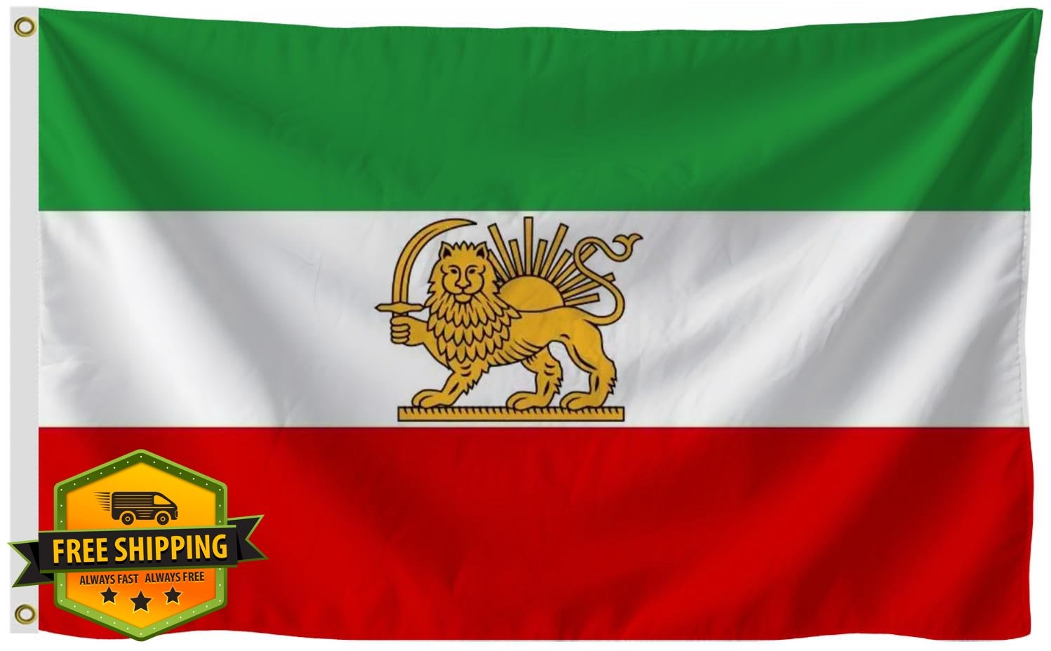 Old Iran Historic Flag 6X10 Feet, Former Iranian Flags with Lion and Sun,100D...
