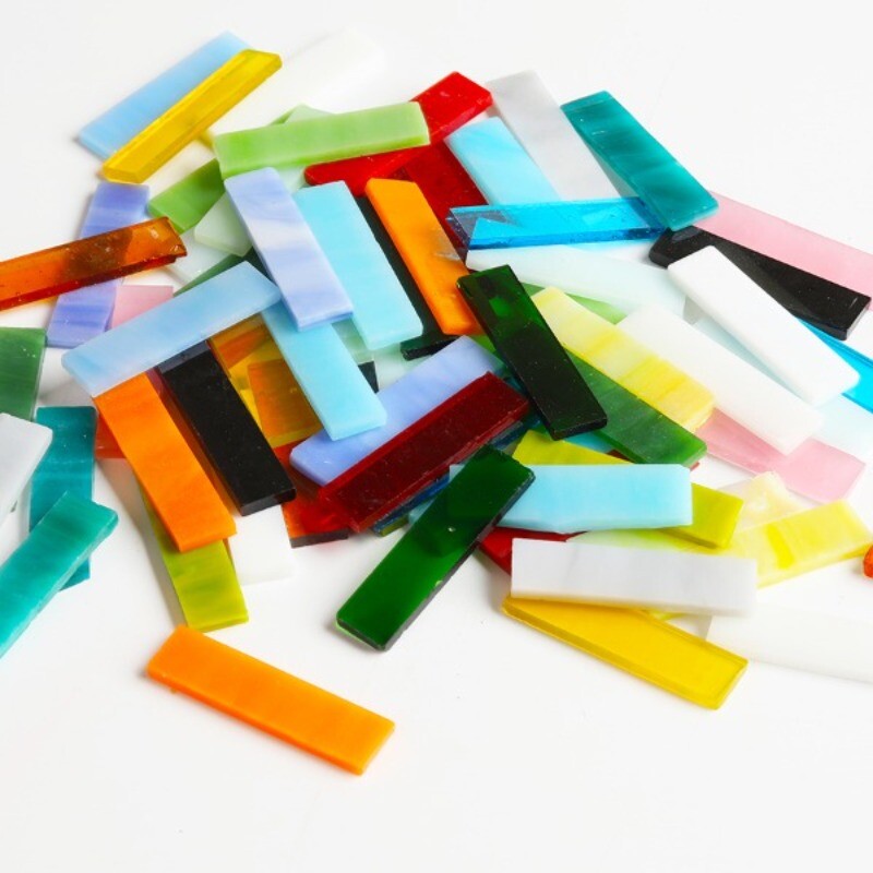 200g Glass Bulk Mosaic Crafts Tiles Multicolored Rectangle Shapes DIY Decor