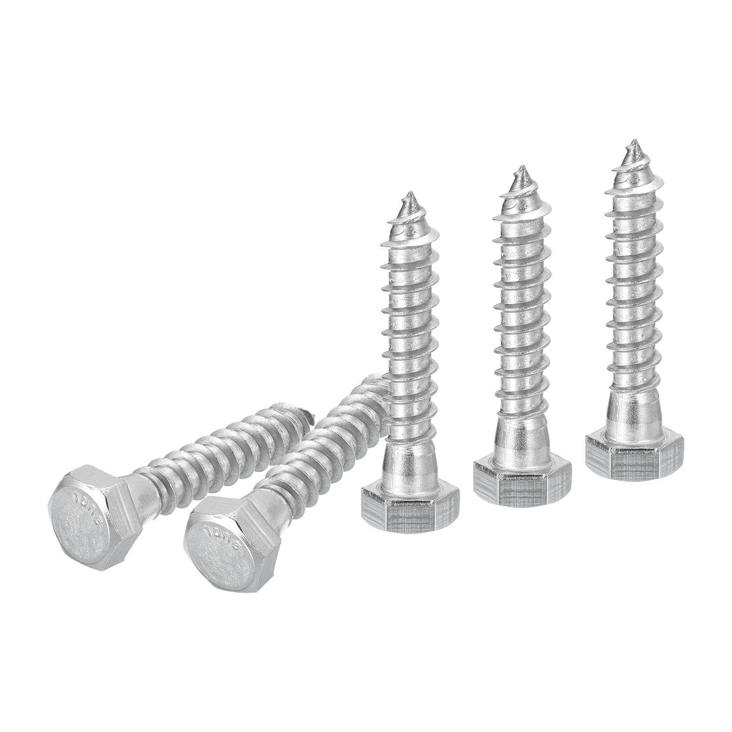 3/8" x 2" Hex Lag Bolts 10-Pack 304 Stainless Steel for Woodworking Furniture