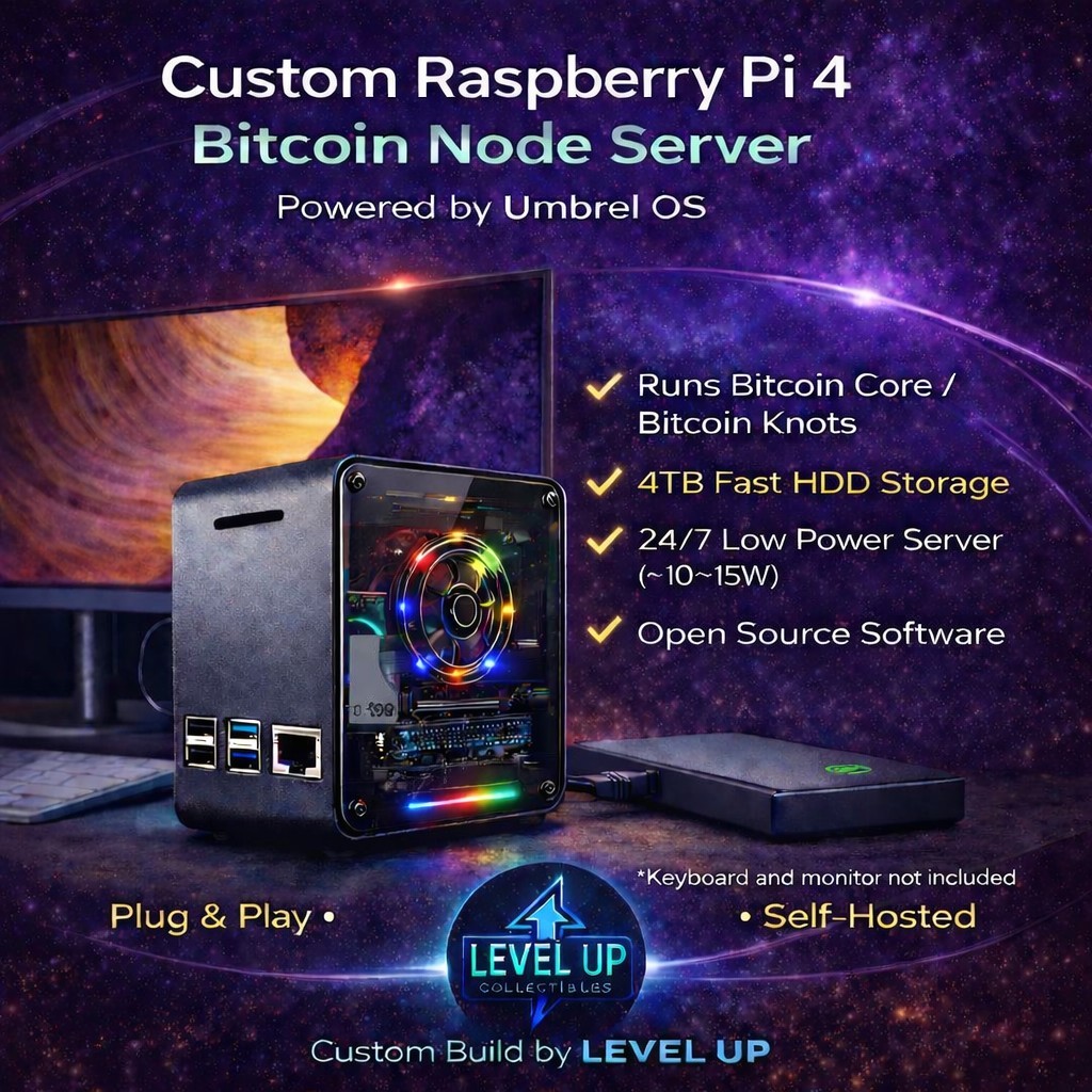 Raspberry Pi 4 8GB 4TB BTC Node – Built to Order Umbrel OS Server