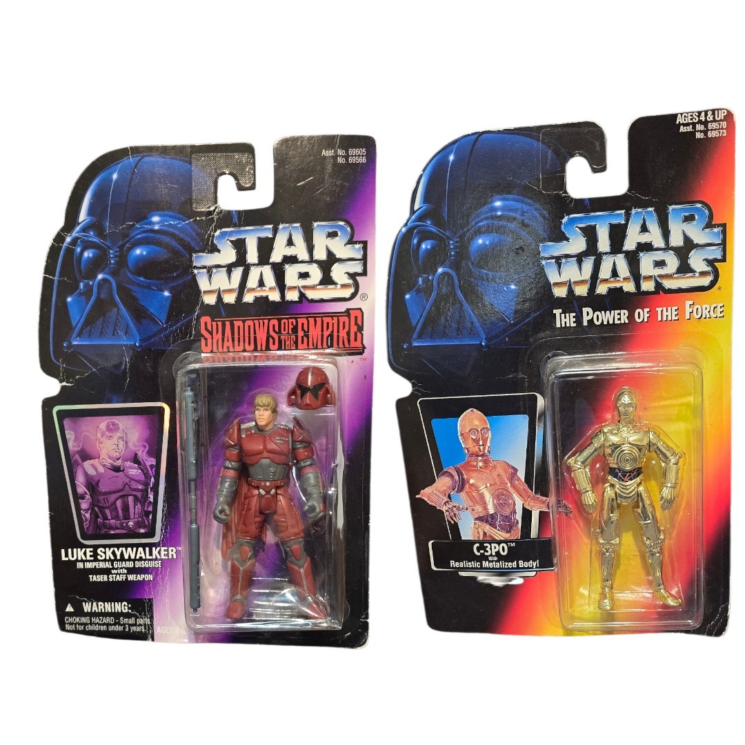  1995 Star Wars C-3PO With Metalized + Luke Skywalker   Vintage Collectible
