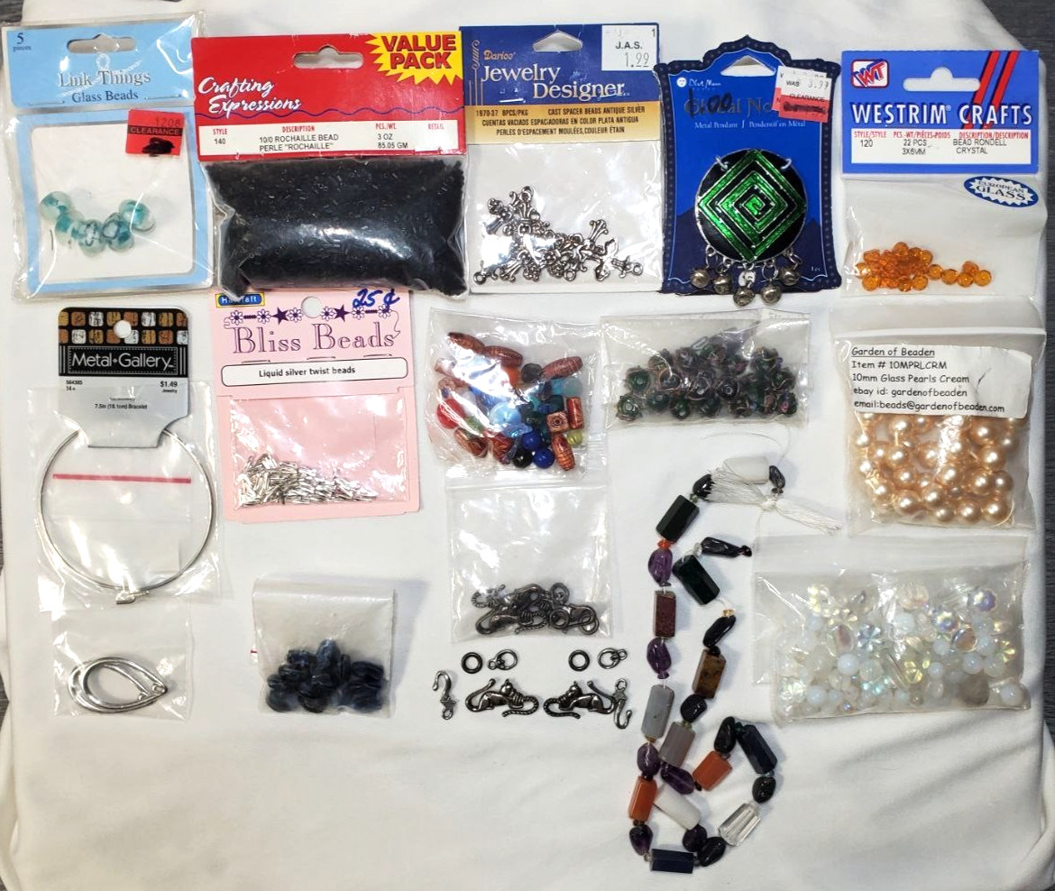 Jewelry Making Beads Findings Lot Darice Westrim Blue Moon Glass Gemstone Mixed