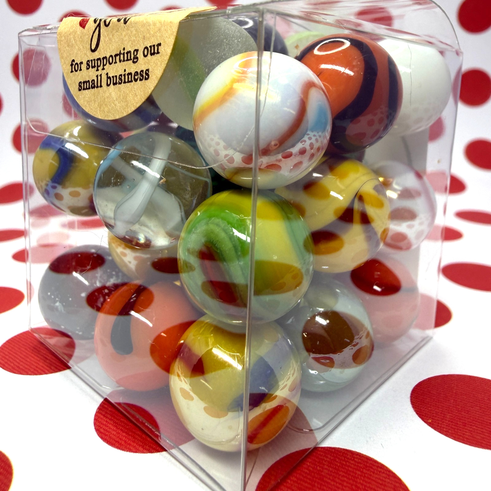 Vintage Marbles Box Lot of  32 Mint Vacor De Mexico Variety Pack Swirl 5/8" MIB