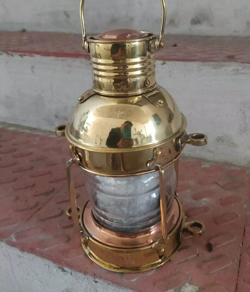 Lamp Copper 10"Inch Oil Lamp Copper Anchor Maritime Ship Lantern Boat Lamp