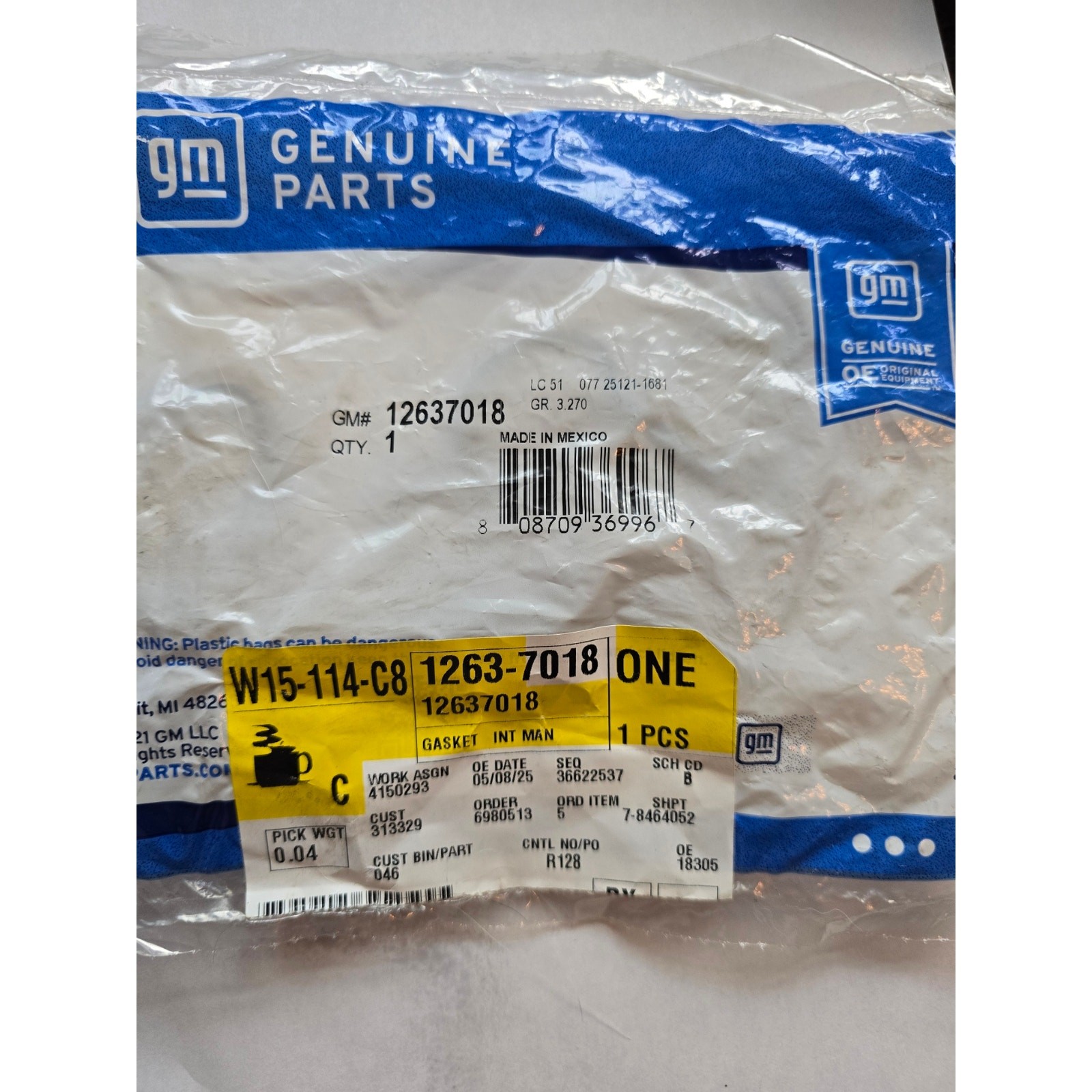 12637018 GM OEM Engine Intake Manifold Gasket