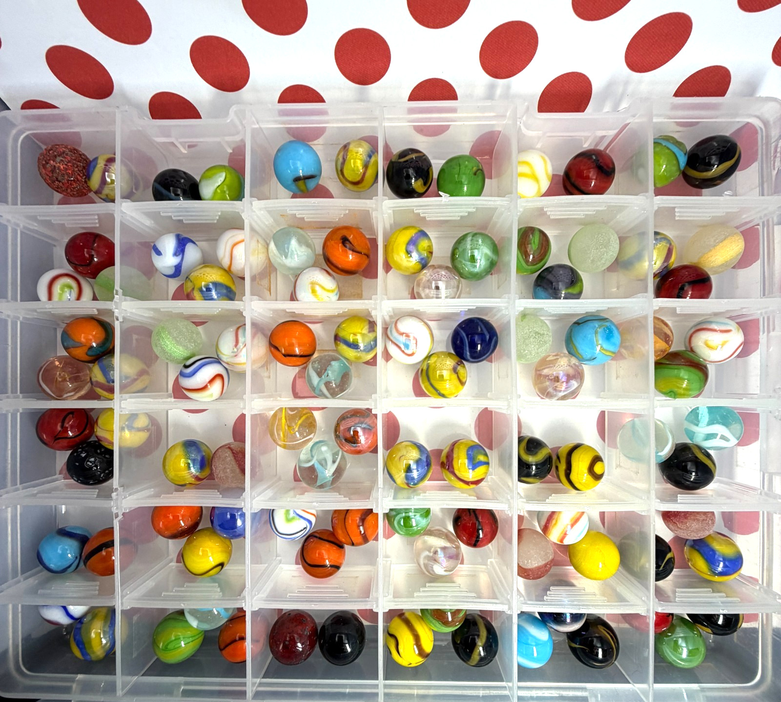 Mixed Vintage Marbles Vacor De Mexico Collection Lot of 96 Swirl MIB 5/8" in Box