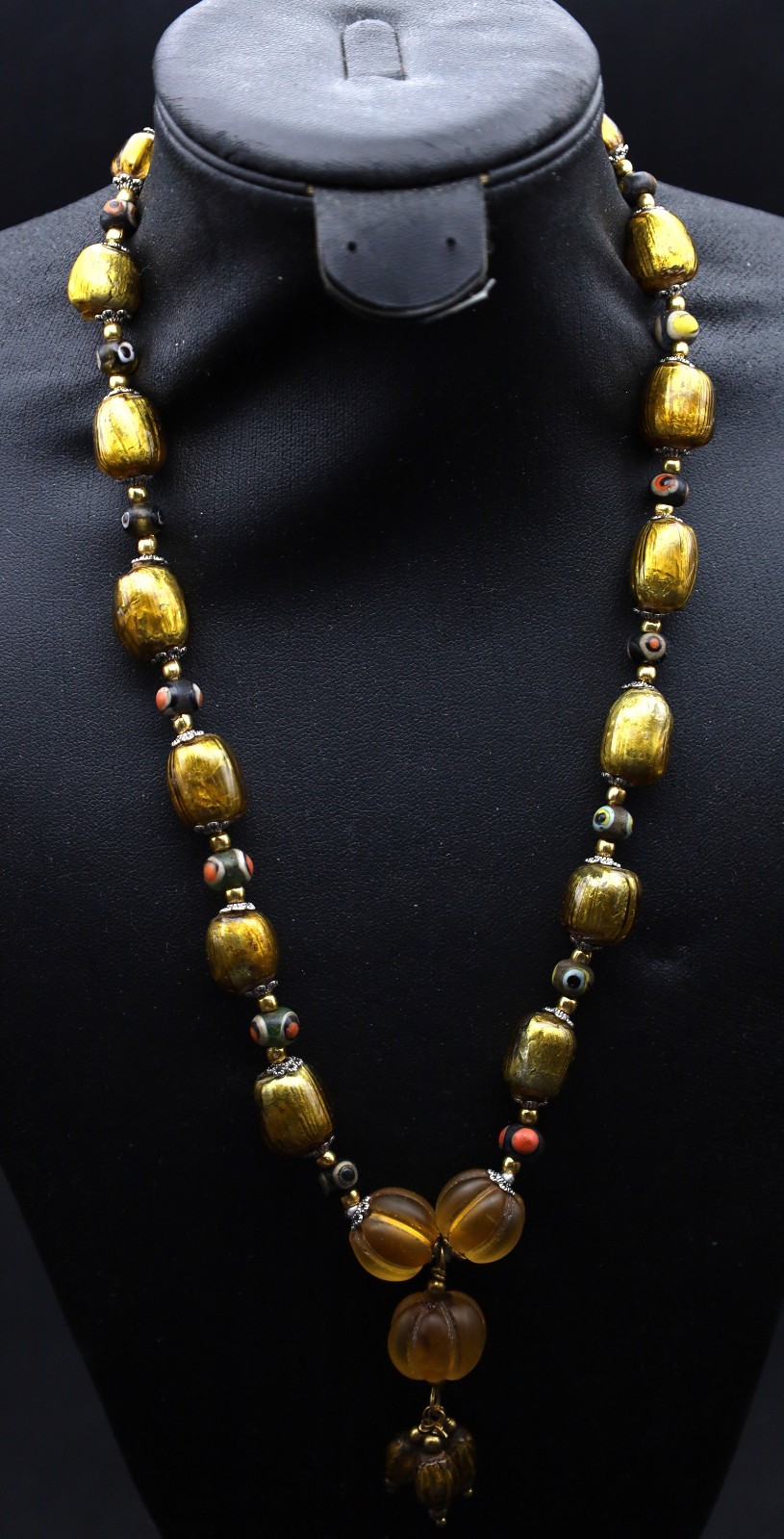 Genuine Ancient Roman Mosaic Gabri Glass Bead Necklace Circa 1st-2nd Century AD
