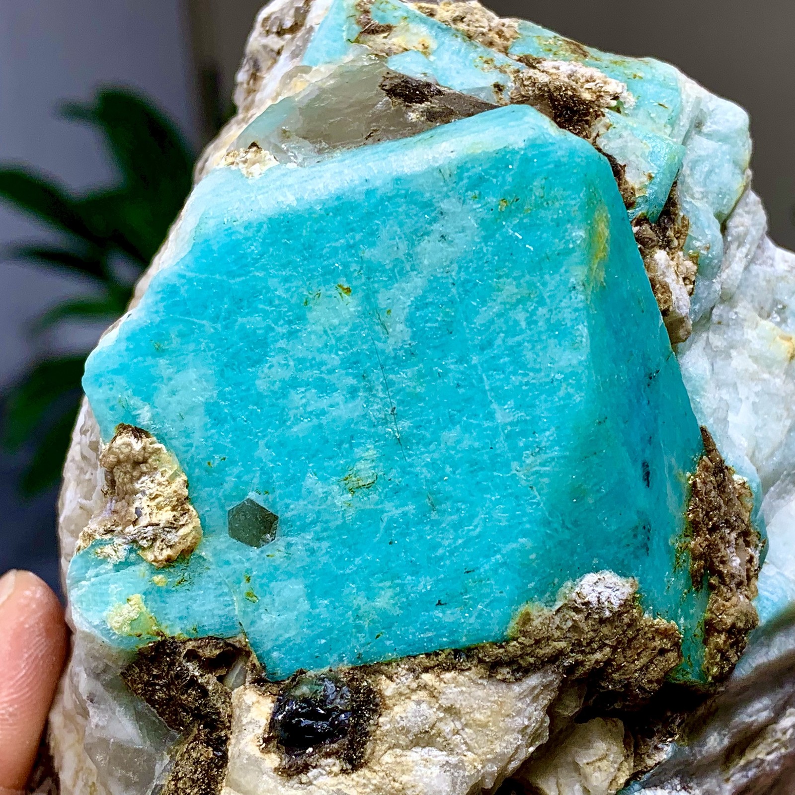 2.54LB Rare!! Natural beautiful Amazonite with Quartz Crystal Specimen Rough