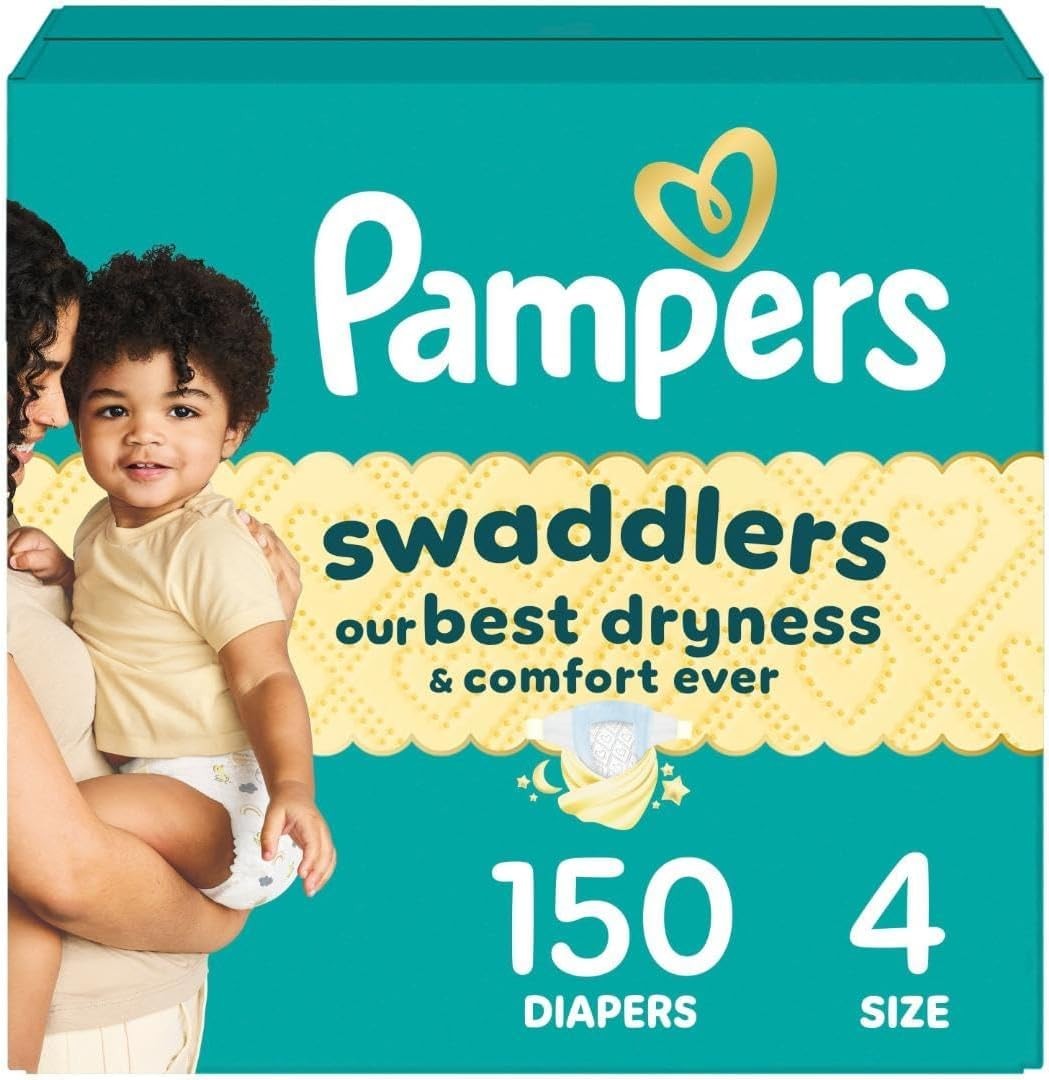Pampers Swaddlers Diapers Size 4 150 Count 15-34 Absorbent Keeps Baby Skin Safe