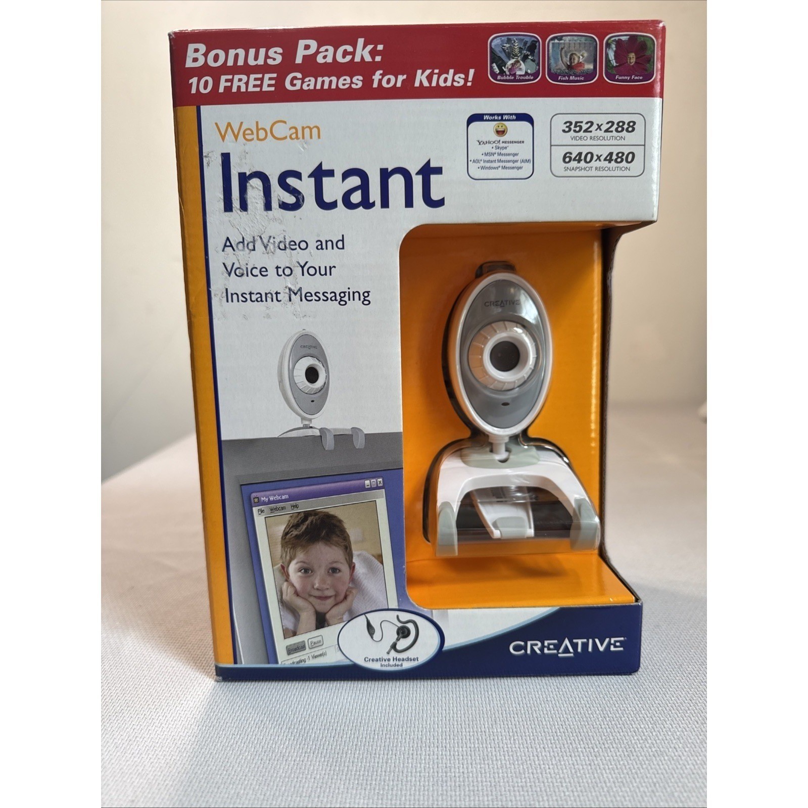 Vintage Creative Webcam Instant, Headset VF0040 VF0040WM New In Box Video Voice