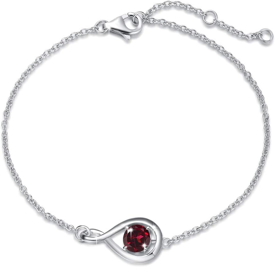 Love Bracelet 925 Sterling Silver Infinity Birthstone Bracelets for Women Fine J