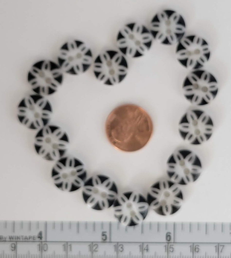 15 ANTIQUE #17 CHINA STENCIL buttons--BLACK-- MEDIUM