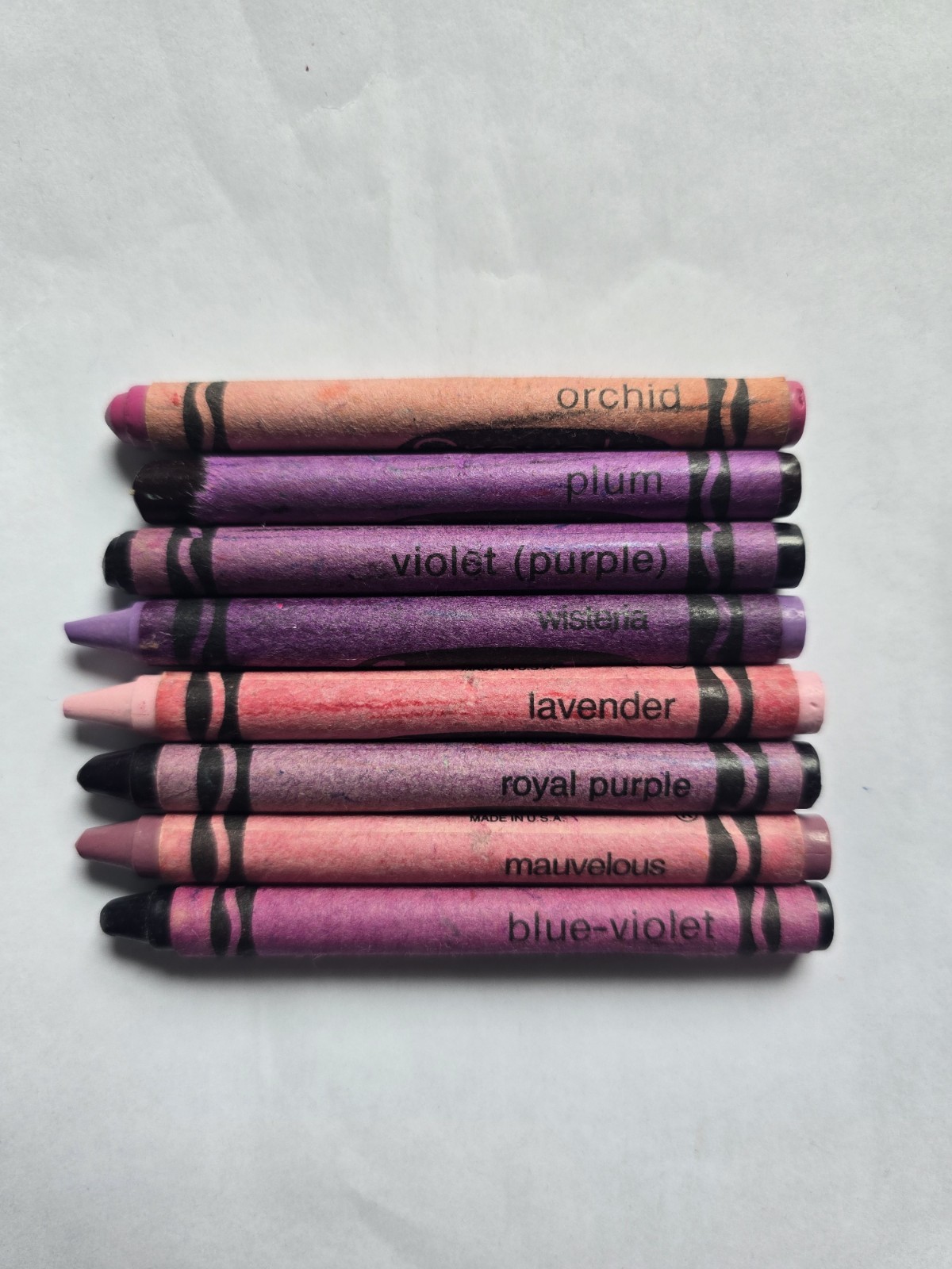 Lot of 8 Crayola Crayon Binney  Smith RARE Retired Purple Color Vintage USA Made