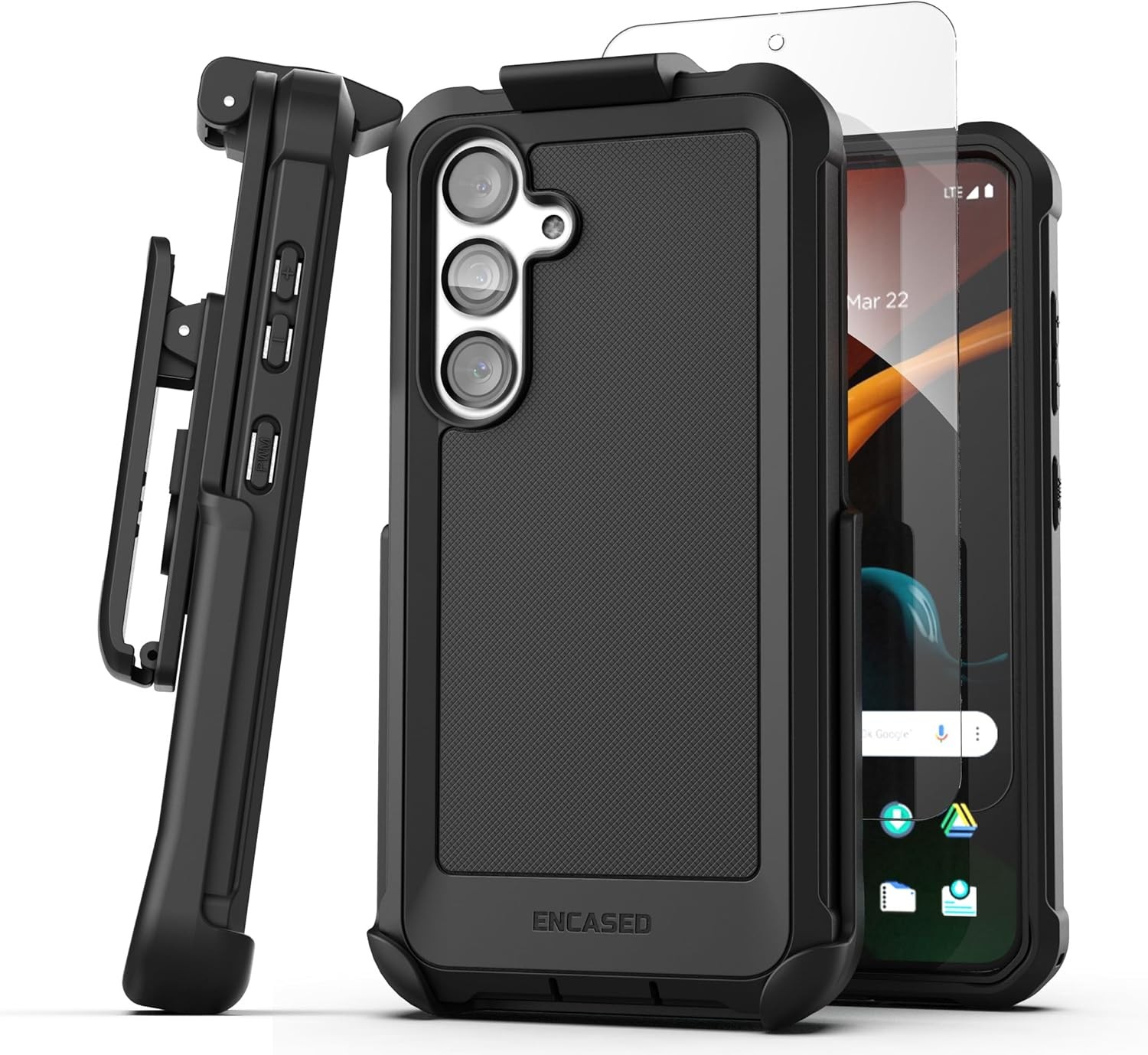 Rugged Belt Case Designed for Samsung Galaxy S24 Plus with Holster Clip and Prot