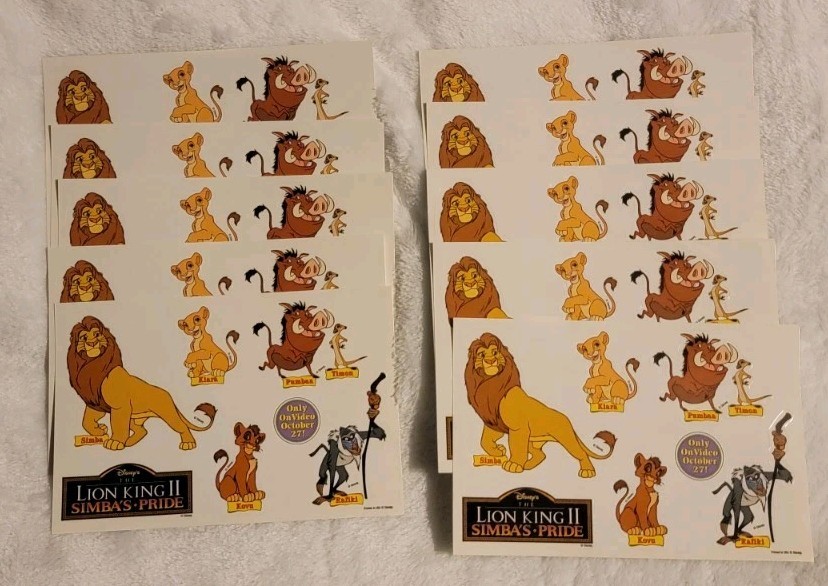 Lion King 2 Simbas Pride Disney Movie Club Sticker Lot Of 10