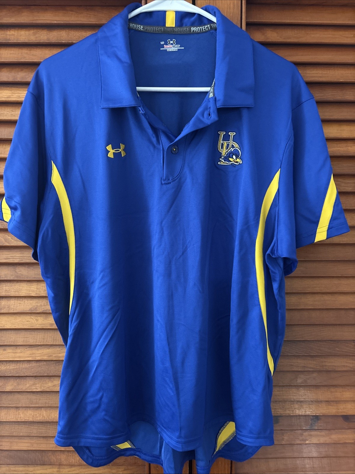 Delaware Blue Hens Under Armour Heat Gear Blue Polo Shirt Men's Size Large
