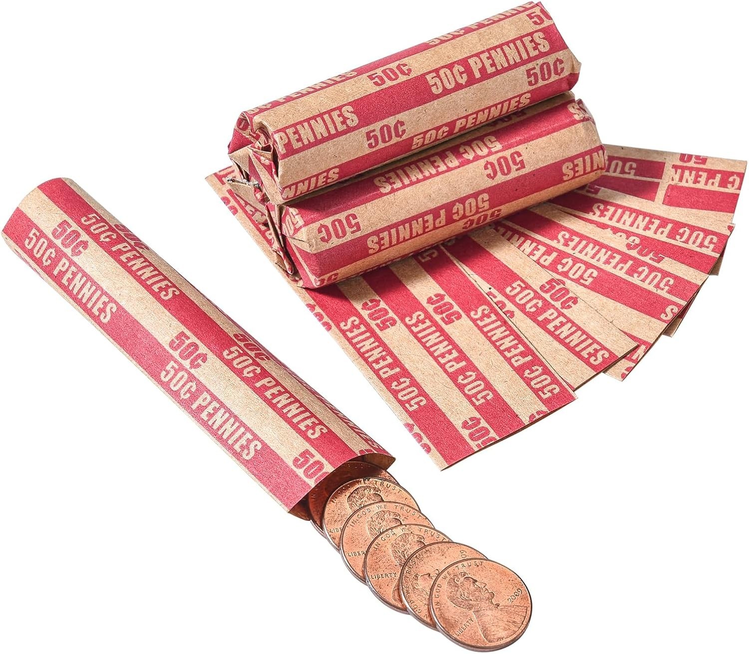 Penny Coin Wrappers Penny Rolls Wrappers Coin Wrappers Pennies Only Penny Wrappe