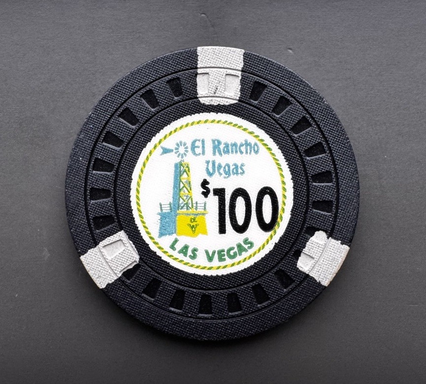 El Rancho Vegas $100 Casino Chip 1940s Las Vegas NV