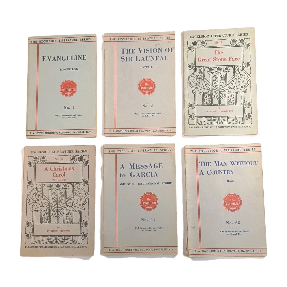 Vtg Excelsior Literature Series School Book Lot Dickens Hawthorne Longfellow