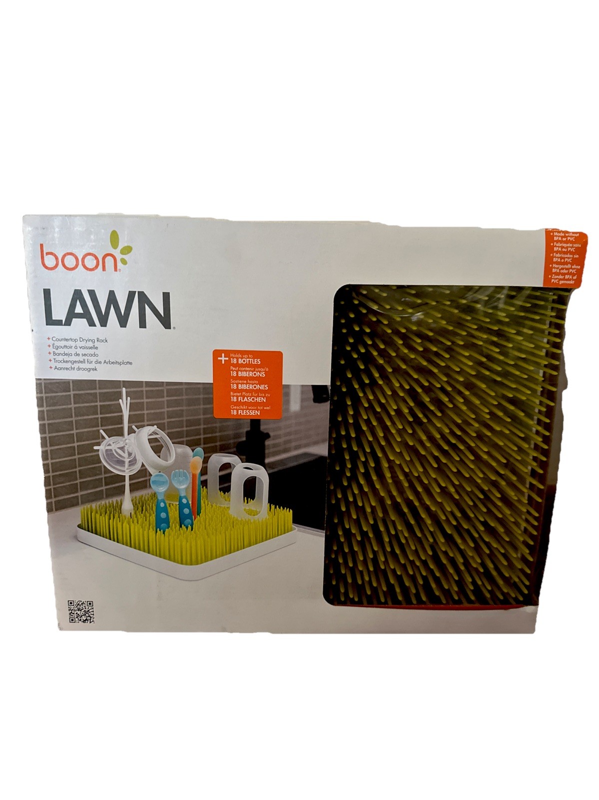 Boon Lawn Green Grass Countertop Drying Rack for Baby Bottle 13"x11"
