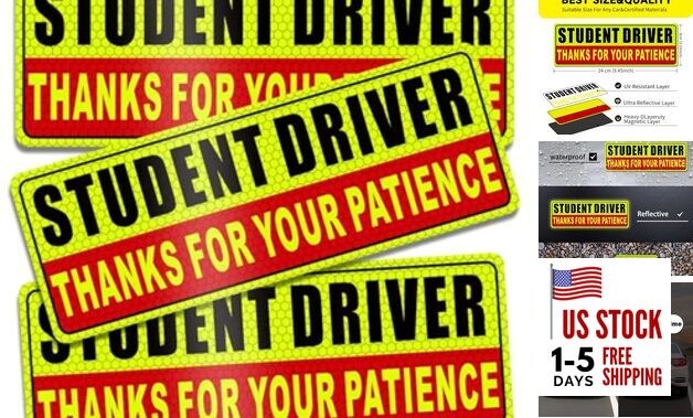 Student Driver Magnet for Car Safety Warning Please Be Patient New Driver 