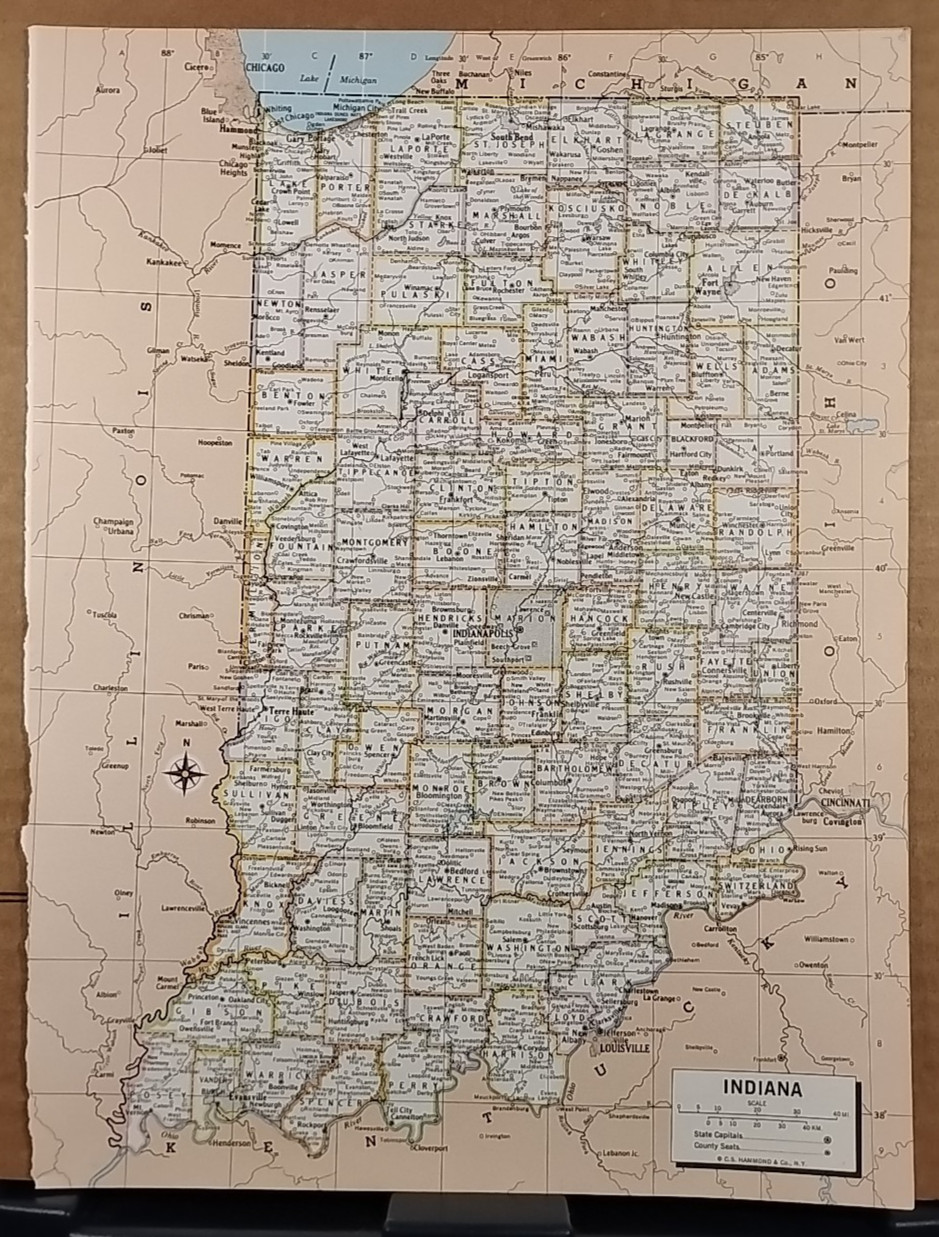 1973 Vintage INDIANA Atlas Map Mid-Century Modern Hammond Medallion World Atlas
