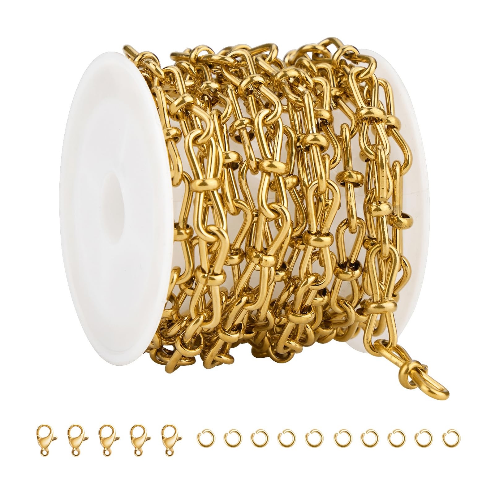 SMYHTGLIF 6.5 Feet Stainless Steel Jewelry Making Chain Bulk Twisted Gold 