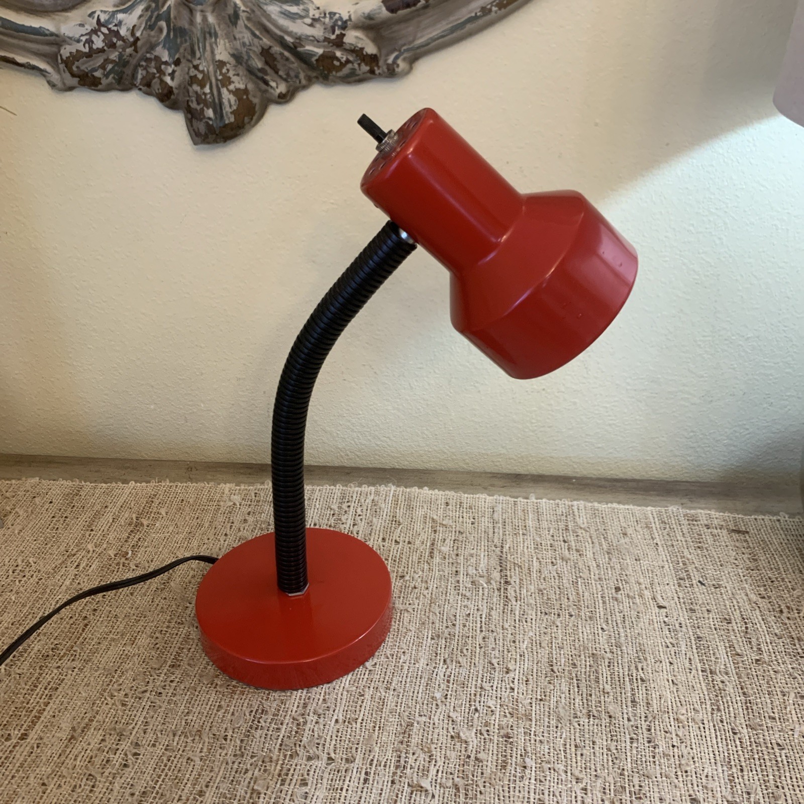 Vintage - Retro - 1970's 1980’s - Gooseneck Desk Lamp Red