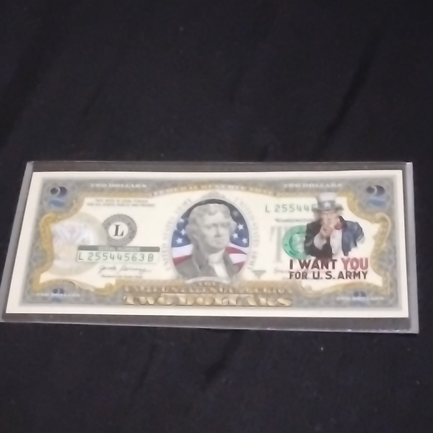 $2 Federal Reserve Banknote Army Theme Novelty Artwork Uncirculated