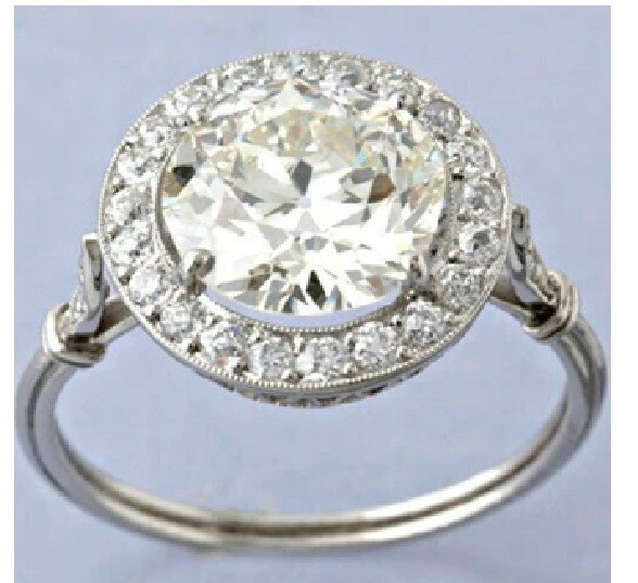 Engagement Halo Womens Ring 2.50CT Round Simulated Diamond 14K White Gold Plated