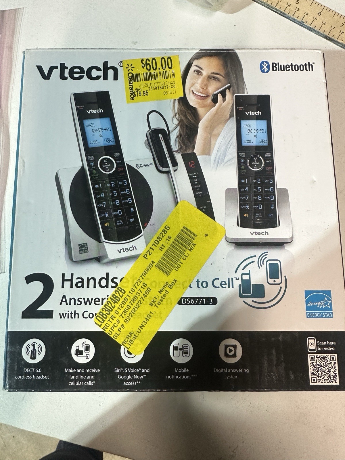 VTech DS6771 2 Handset Connect to Cell Answering System with Cordless, Return
