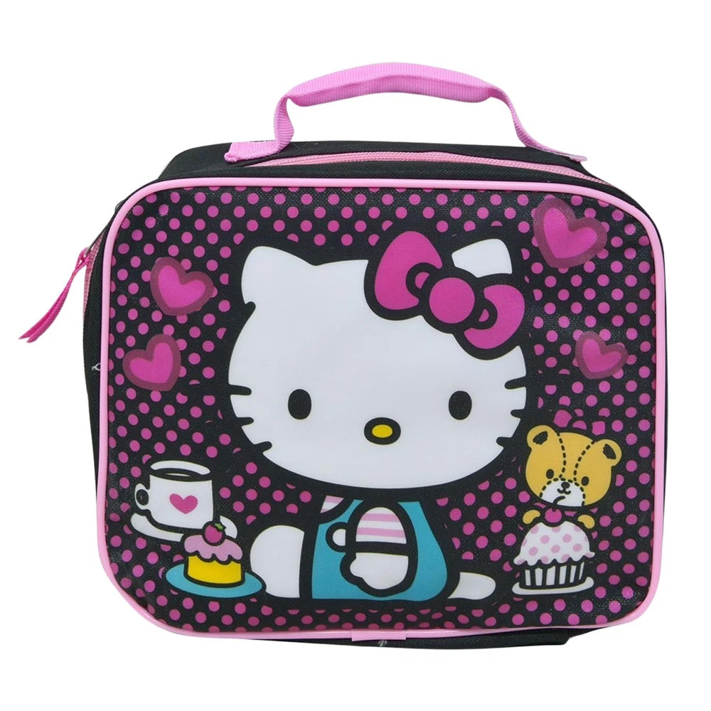 Hello Kitty Insulated Lunch Bag Medium Black Stylish Durable Easy Clean