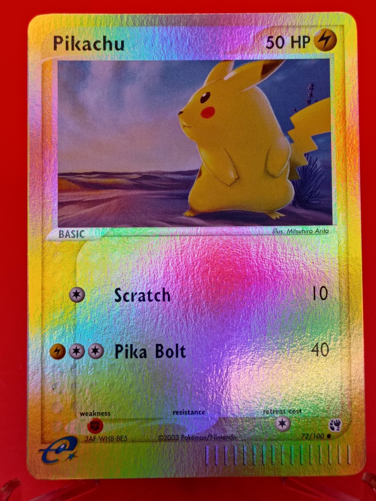 Pikachu 72/100 Sandstorm Reverse Holo, 2003 - Excellent 