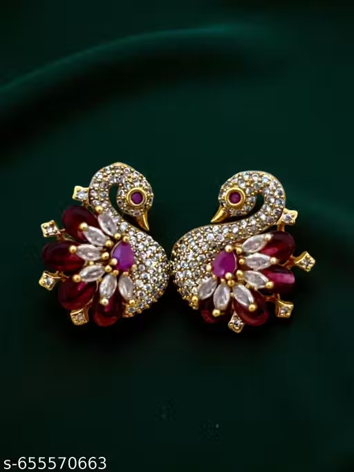 Indian Bollywood Gold Plated Jhumkha Earrings for Women and Girls Jewelry Set