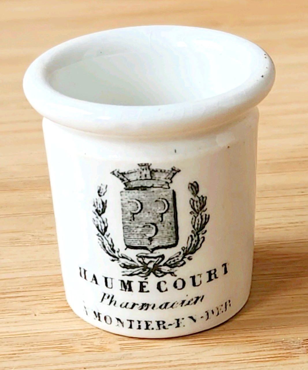 Vintage Small White Porcelain Pot Haumecourt Pharmacist Montier En Der Ref 10