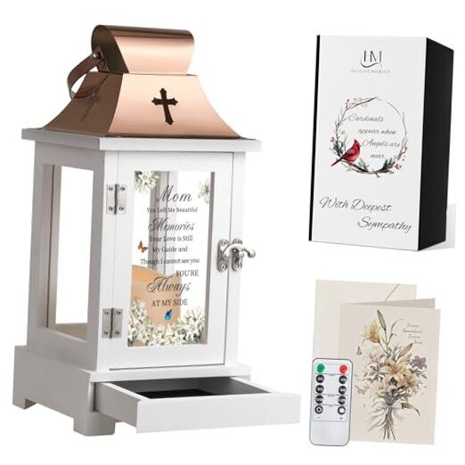 Memorial Lantern with Drawer for Keepsakes, Bereavement Sympathy Gifts for 