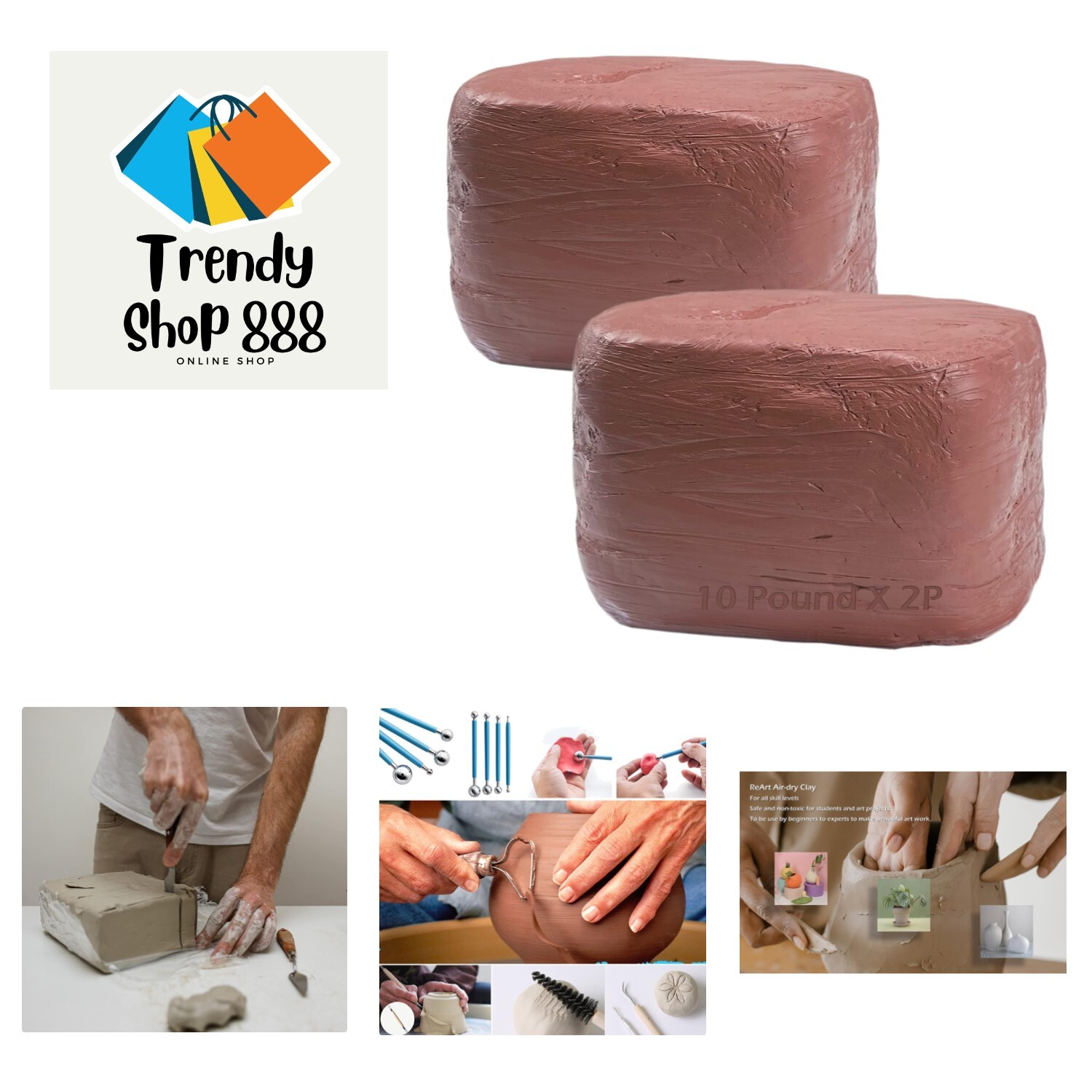 20lbs Non-Toxic Terracotta Air-Dry Clay - Perfect for Pottery & Creative Skills