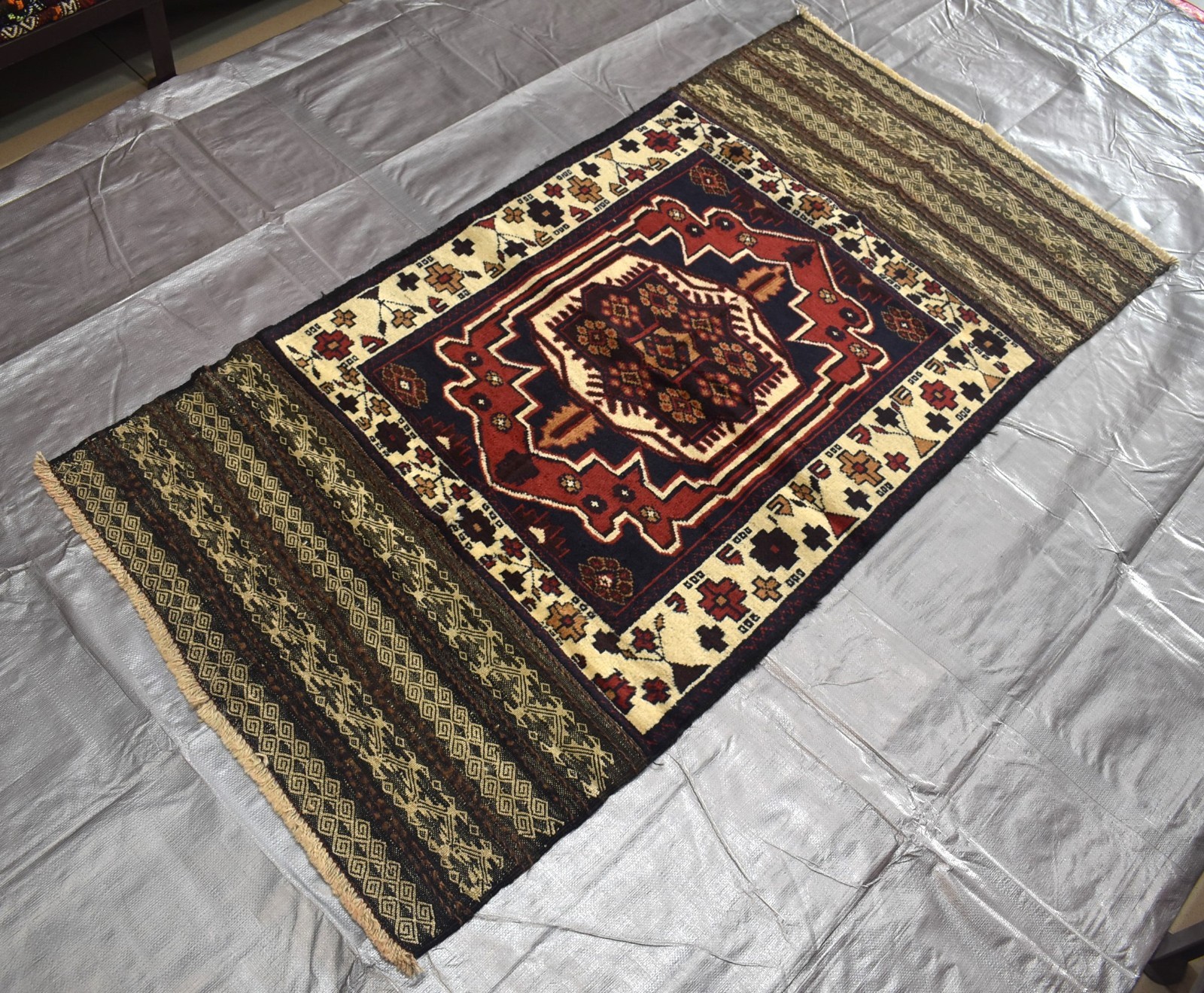 Vintage Afghan Baluchi Rug 3x5 ft Hand Knotted Wool Persian Style Tribal Carpet