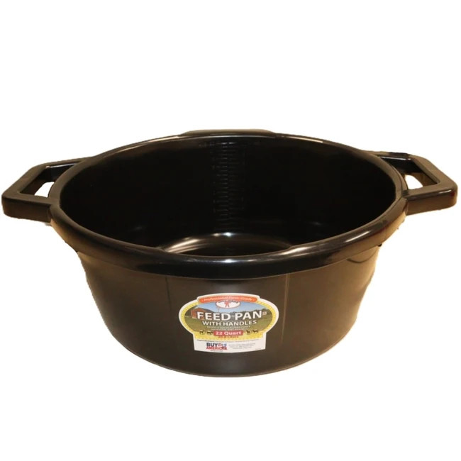 Miller Feed Pan With Handles 22 Quart Black Plastic