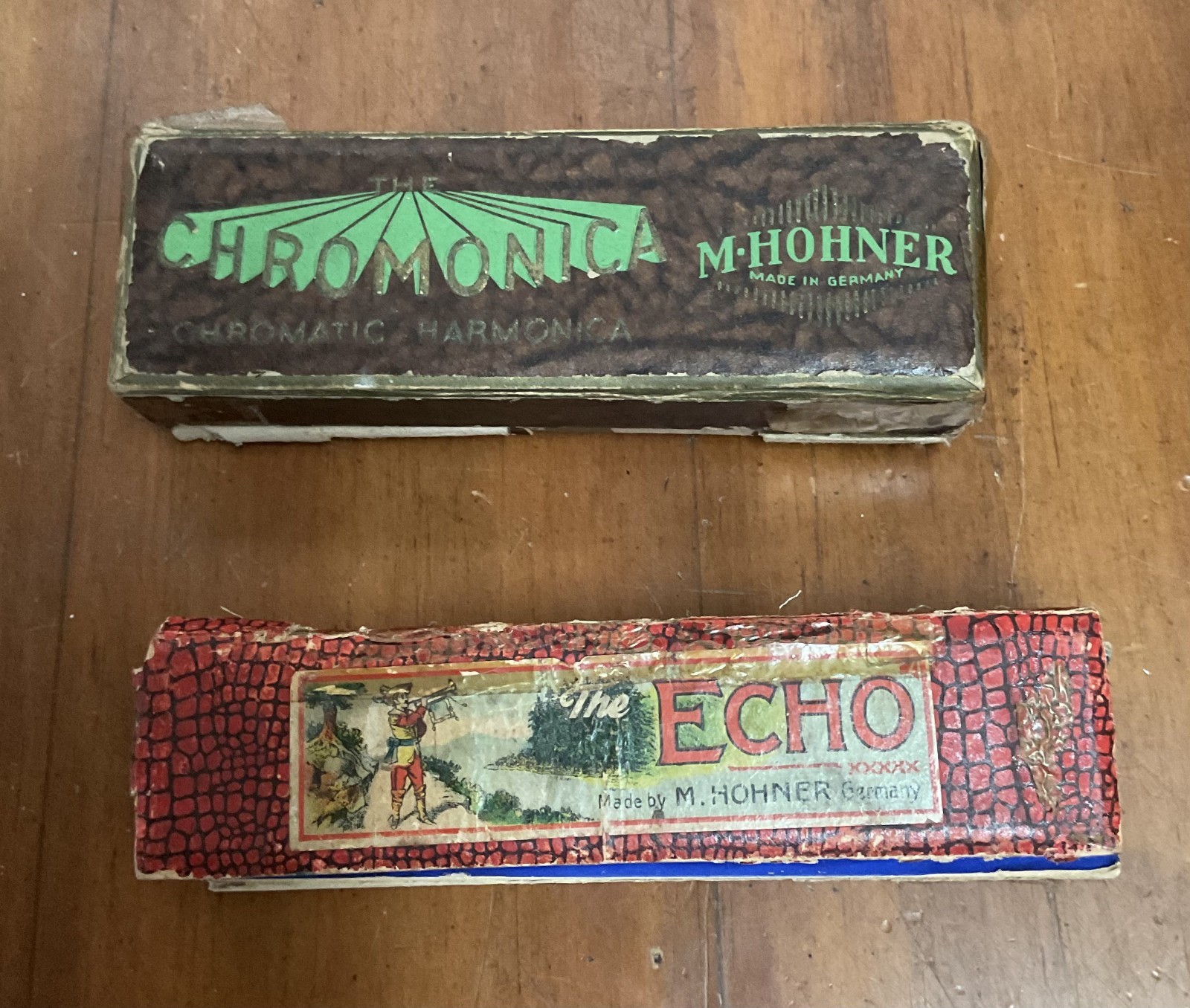 Vintage Hohner Harmonica Lot Chromonica 260 & The Echo Germany w/ Boxes