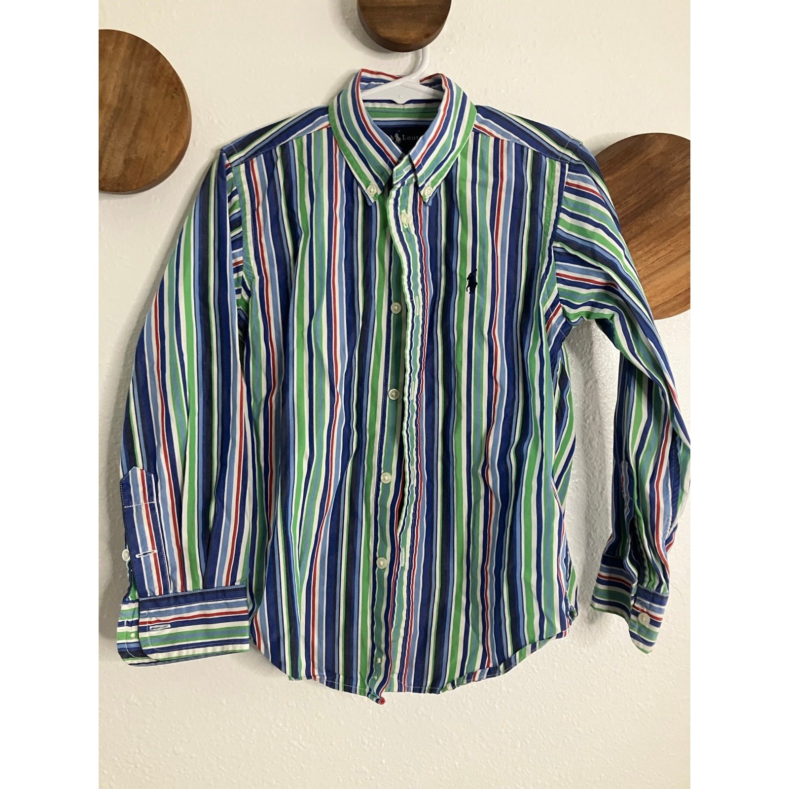 Ralph Lauren Multicolor Vertical Striped Button Up Boys Size 5