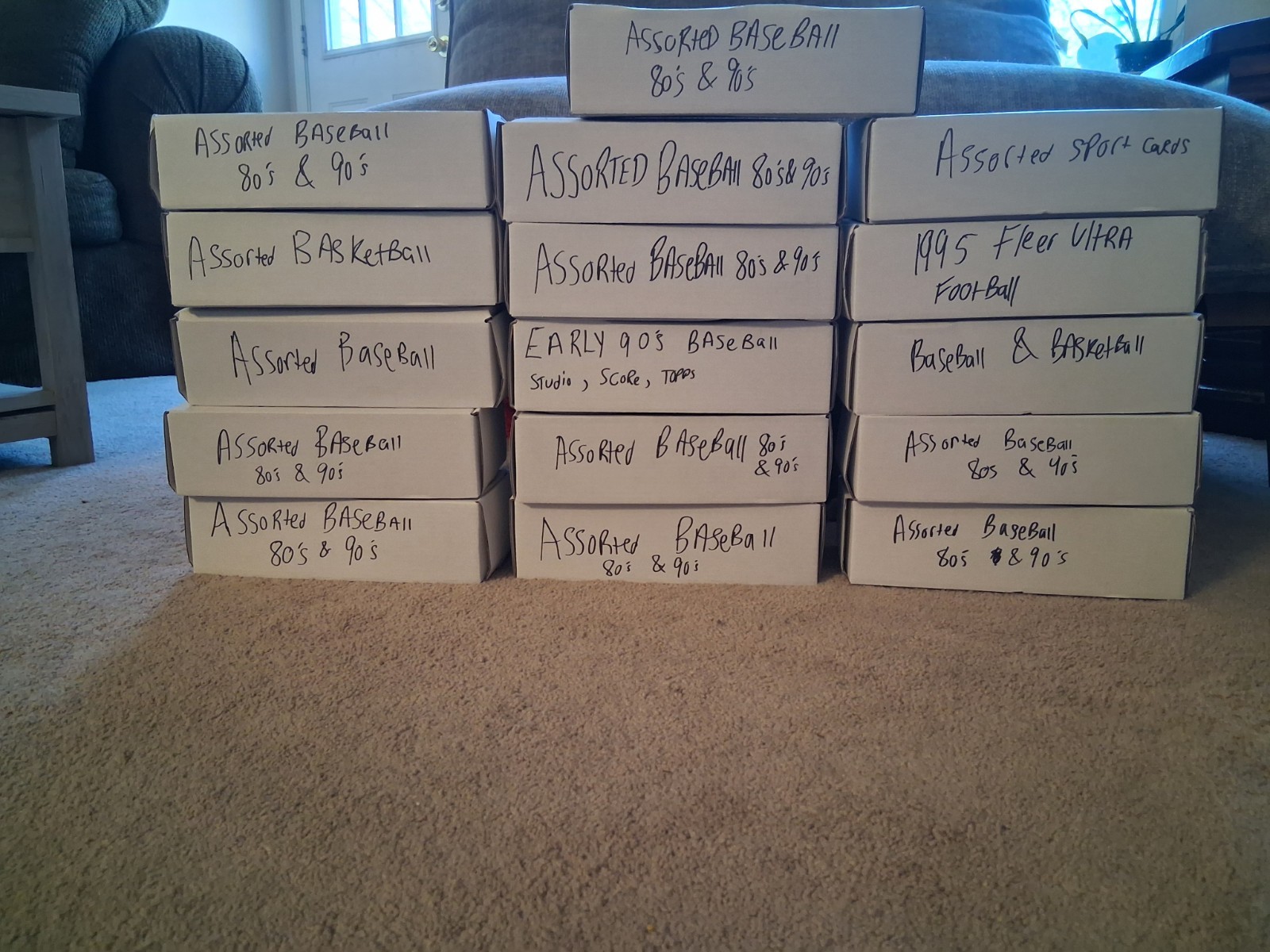 500 Card Lot Boxes of Assorted Football, MLB, NBA, NFL Cards 80s 90s