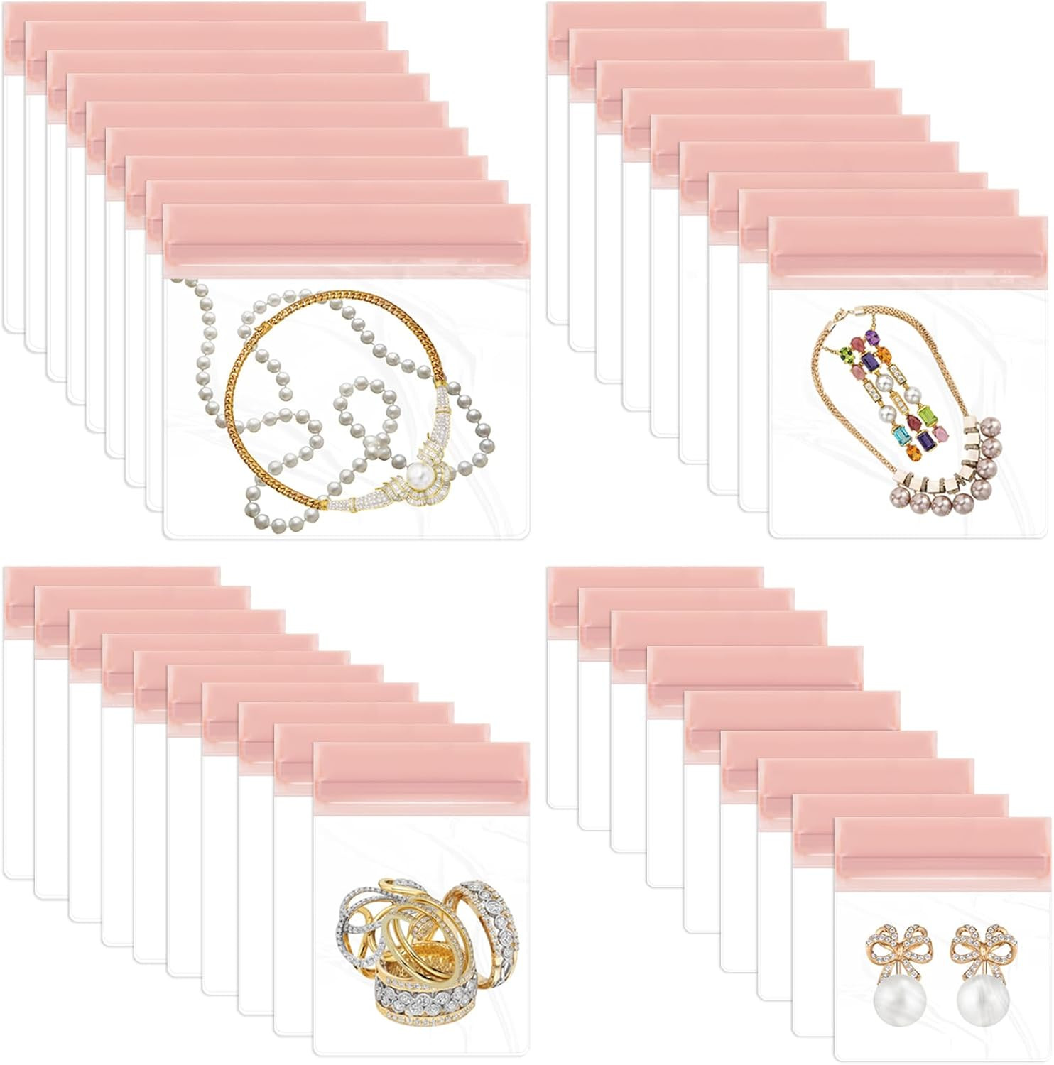 36 PCS Anti Tarnish Jewelry Bags, Mix Sizes EVA Small Jewelry Storage Bags, J...