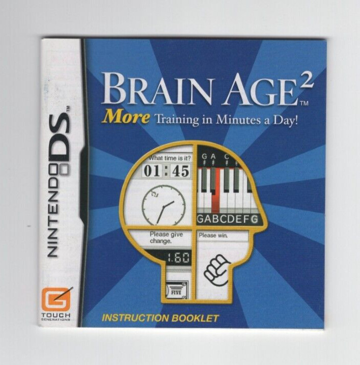 Brain Age 2 - Nintendo DS Authentic Instruction Manual Booklet Only ***